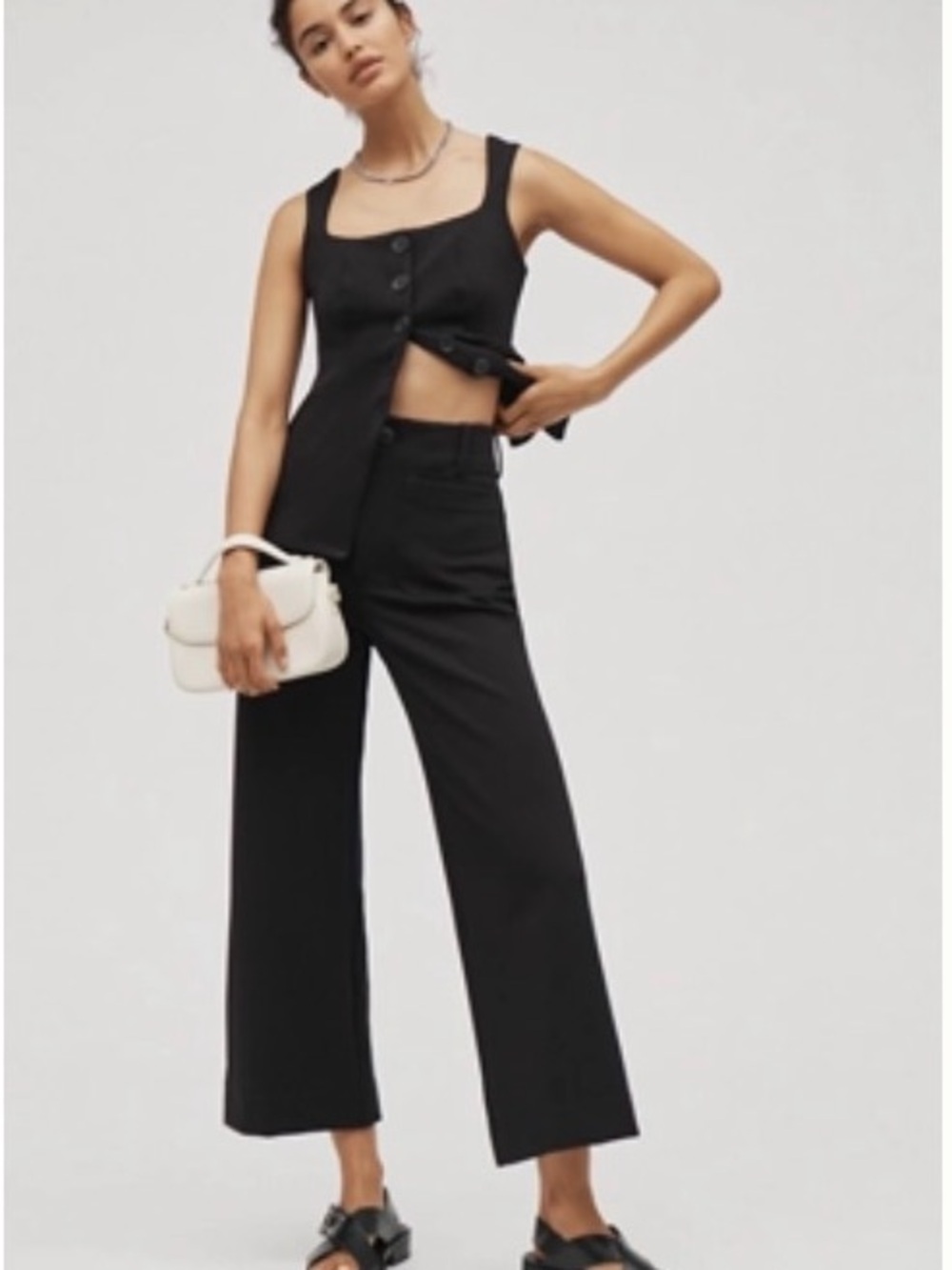 NWT Maeve by Anthropologie Colette Knit High-Rise Wide-Leg Cropped Pants- 28